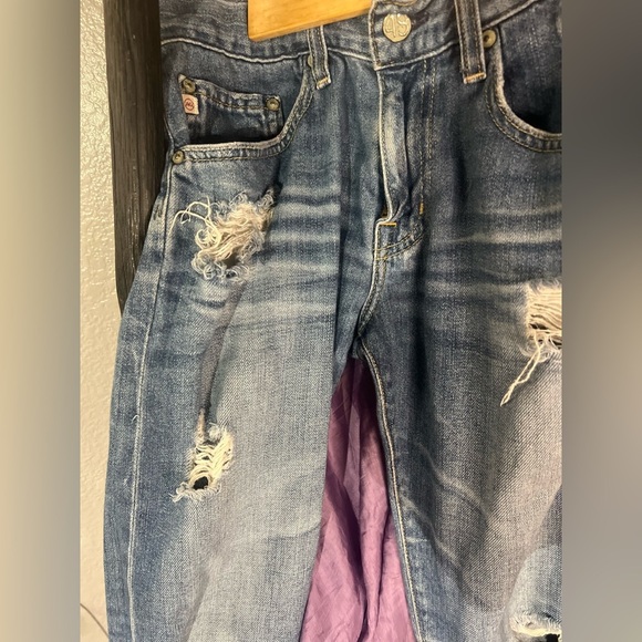 AG Women's Denim | South Gate Distressed "The Boyfriend Crop" Blue Jeans size 26 - Picture 4 of 12